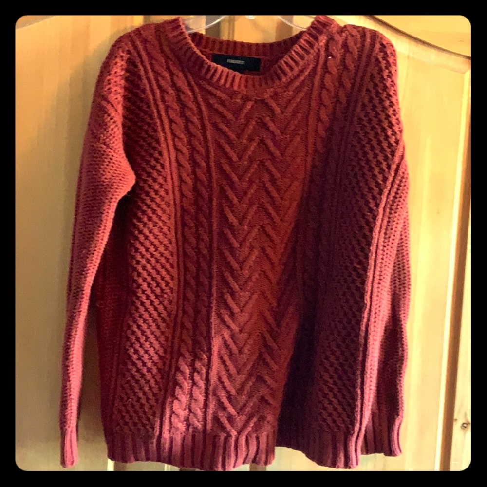 Burnt orange cable-knit sweater